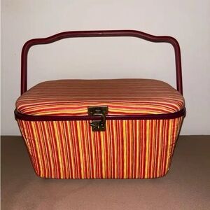 Striped Sewing Storage Basket with Handle